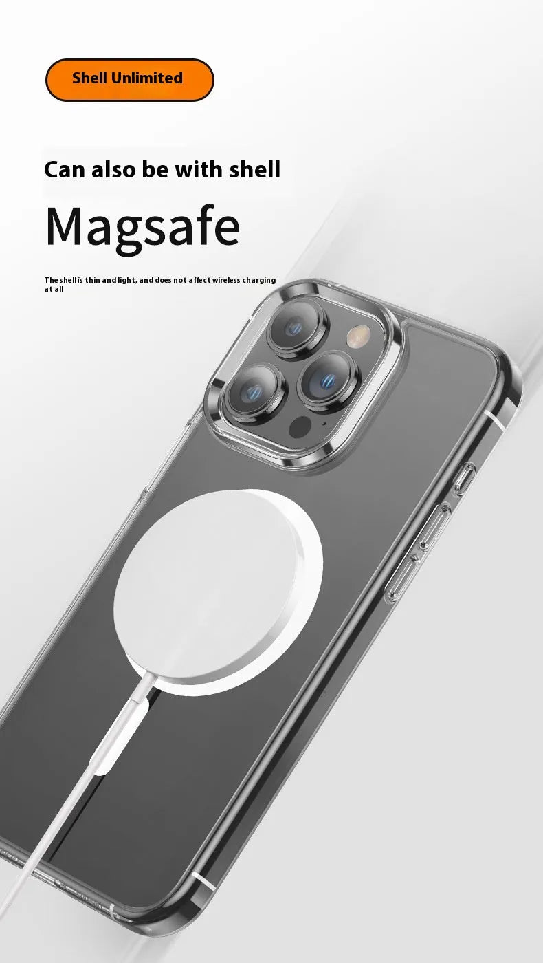Two-in-one transparent magnetic phone case for iPhone, TPU PC construction shockproof drop-resistant