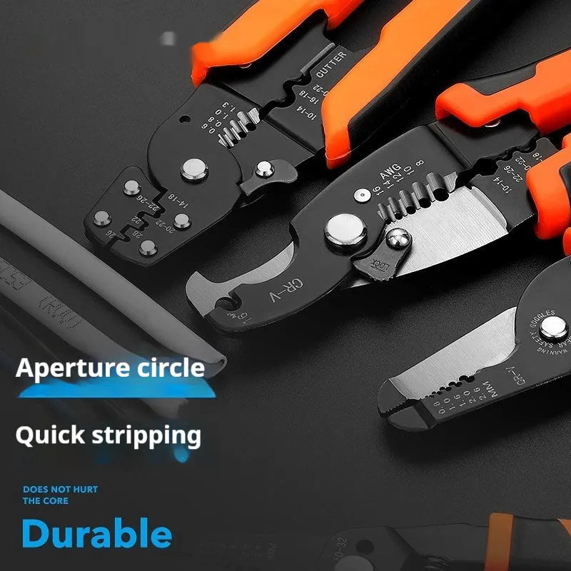 A fully automatic wire stripping pliers tool made from steel, shown in a box-mounted style.
