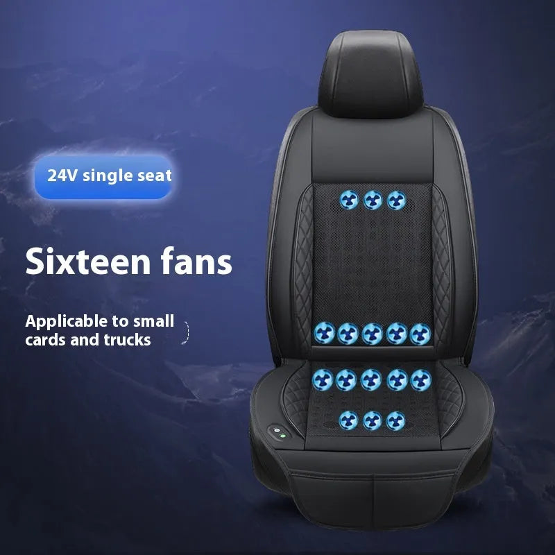 Ventilation car cushion with fan in black, 8 fan configuration, 12V