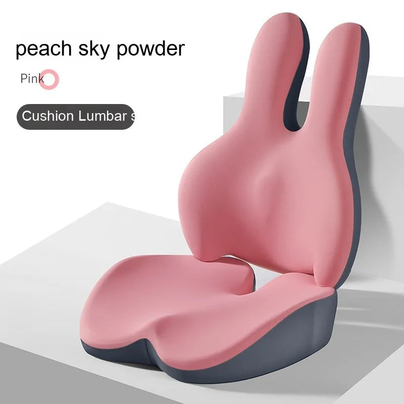 Flat style car seat cushion and lumbar support pad set in a choice of five colours.