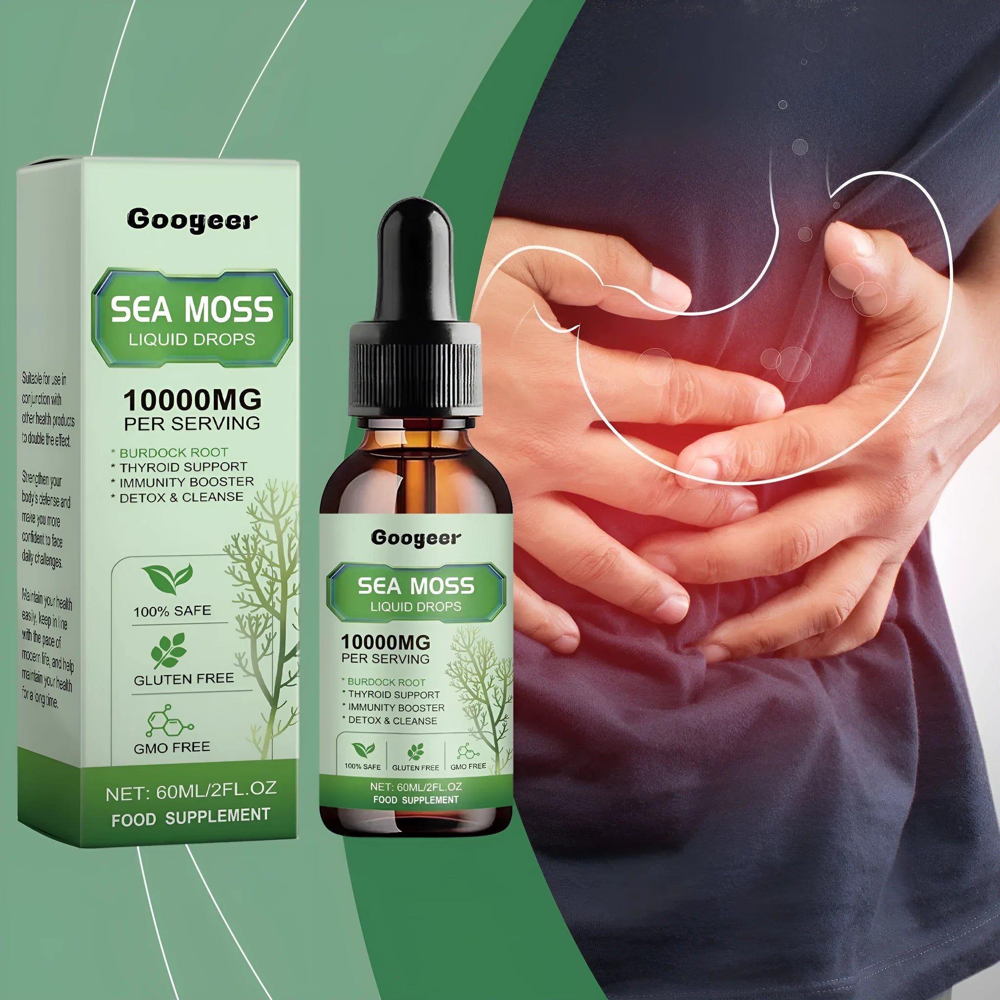 Sea moss liquid drops 60ml body treatment bottle with traditional Chinese medicine extract