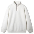 Solid colour polyester loose fit stand collar zip-up sweatshirt for men in black