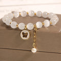 Korean-style white cat's eye crystal bracelet with geometric health care design