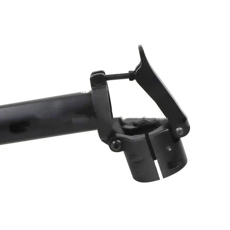 Black aluminium folding handlebar accessory for a Ninebot electric scooter, shown folded and unfolded.