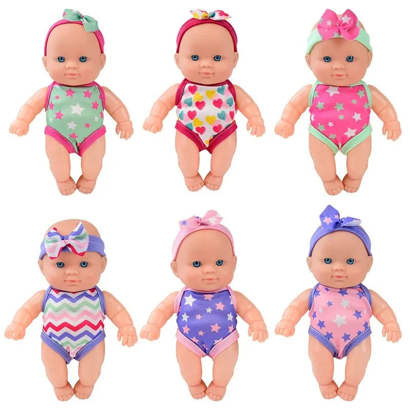 21.5cm tall simulation baby vinyl figurine doll in display box with six colour variant options