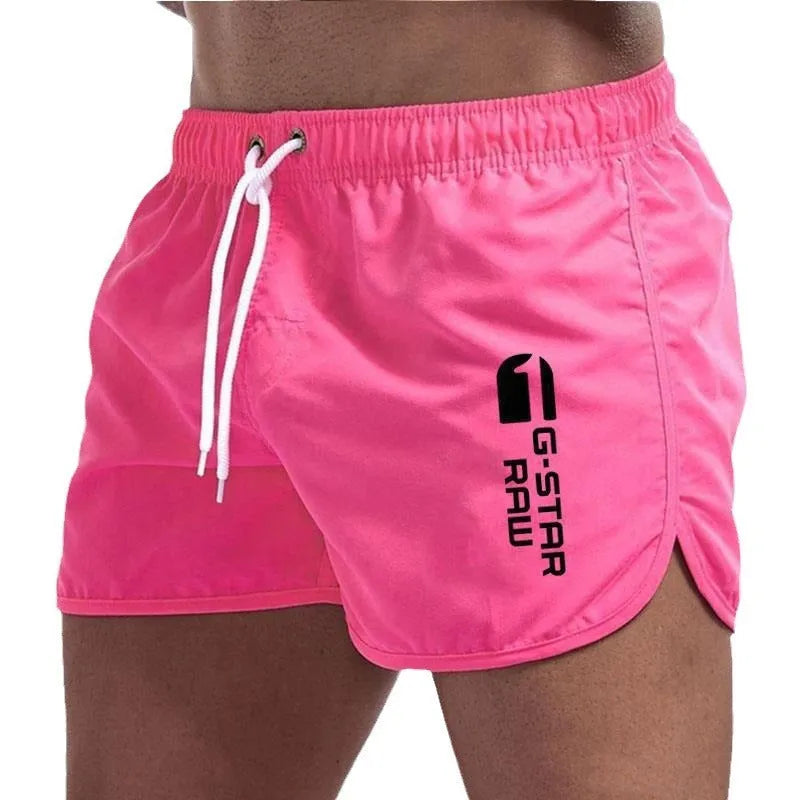 Men's polyester beach shorts with elastic waistband in multiple colour options