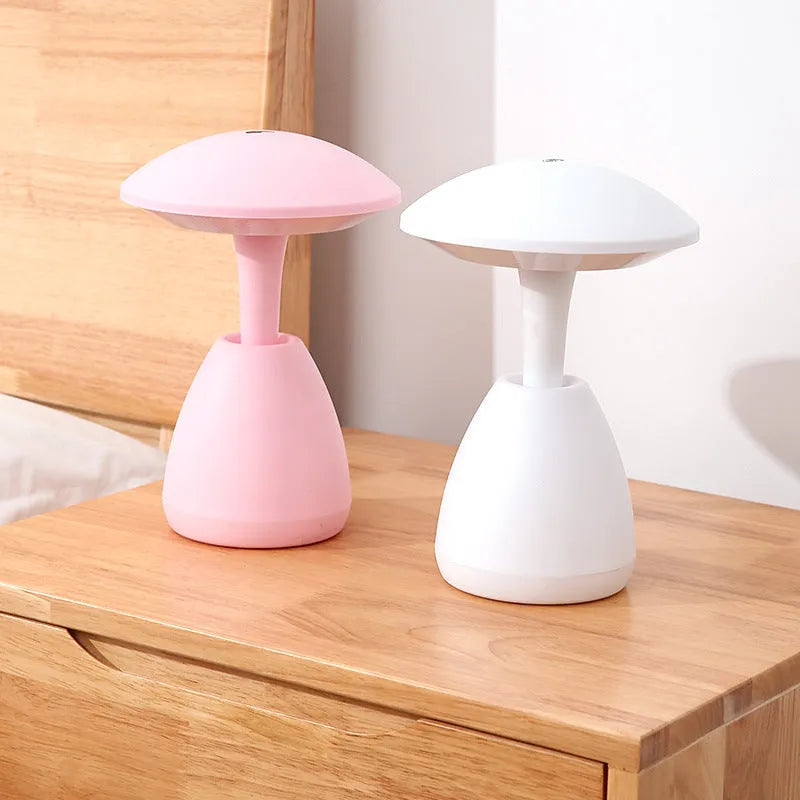 Small white bedside night lamp with ABS body, 5W LED, 10 by 21 cm, low voltage