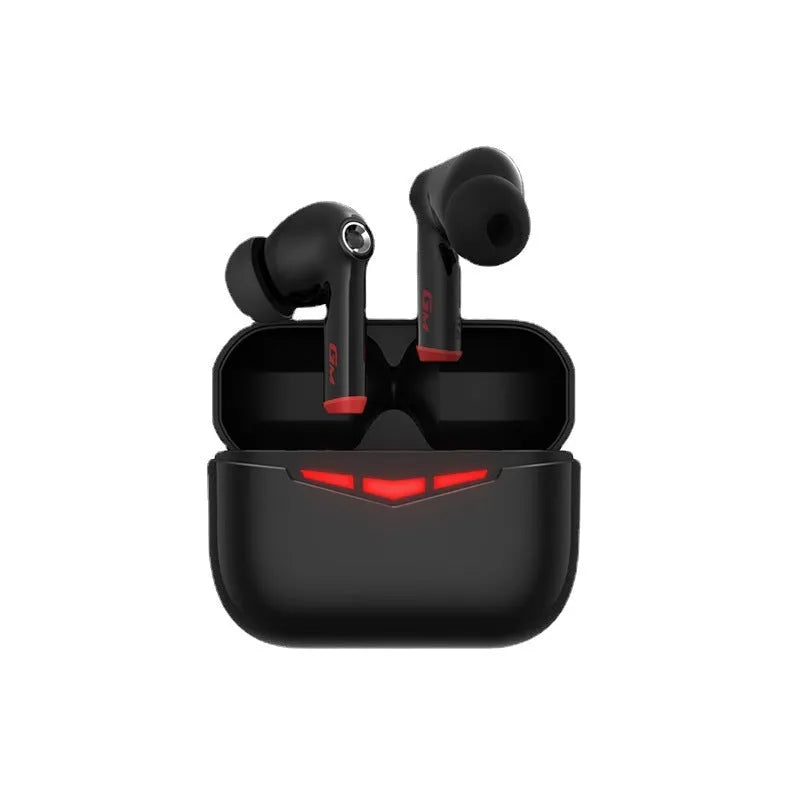 True wireless in-ear gaming headset with charging case, shown in black, pink, white, and grey colour options.