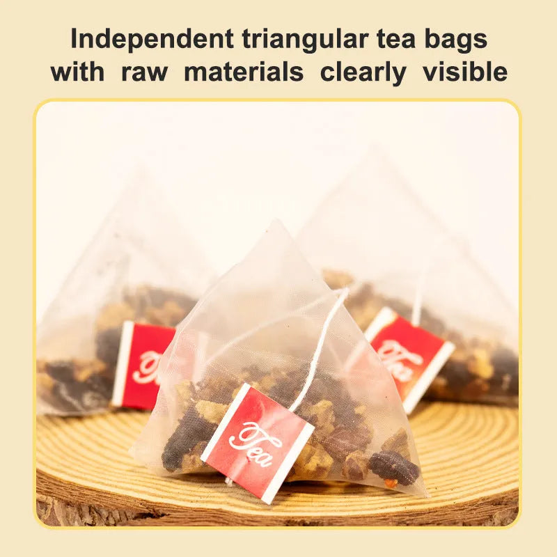 Ginseng Wubao tea bags with maca, mulberry, red dates and red goji in 5g or 10g packs