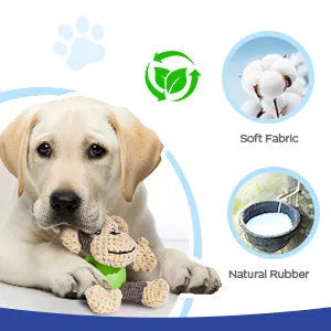 Cartoon monkey plush dog toy with soft fabric and squeakers for small medium breed dogs