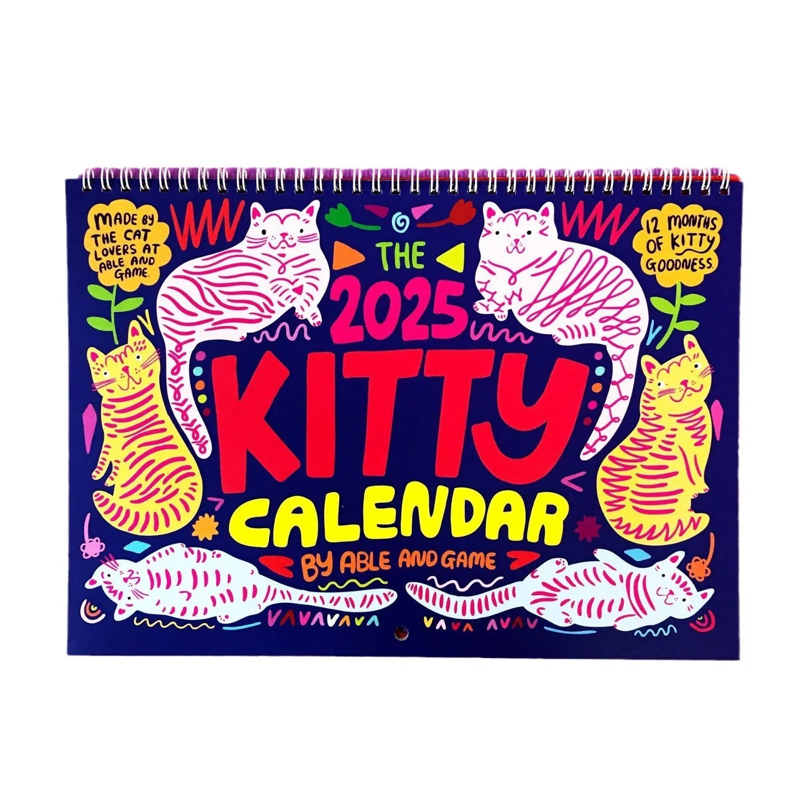 A4 portrait format cat-themed wall calendar for 2024 or 2025 year