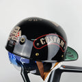 ABS motorcycle helmet with blue lens visor in Black Witch colour on a white background