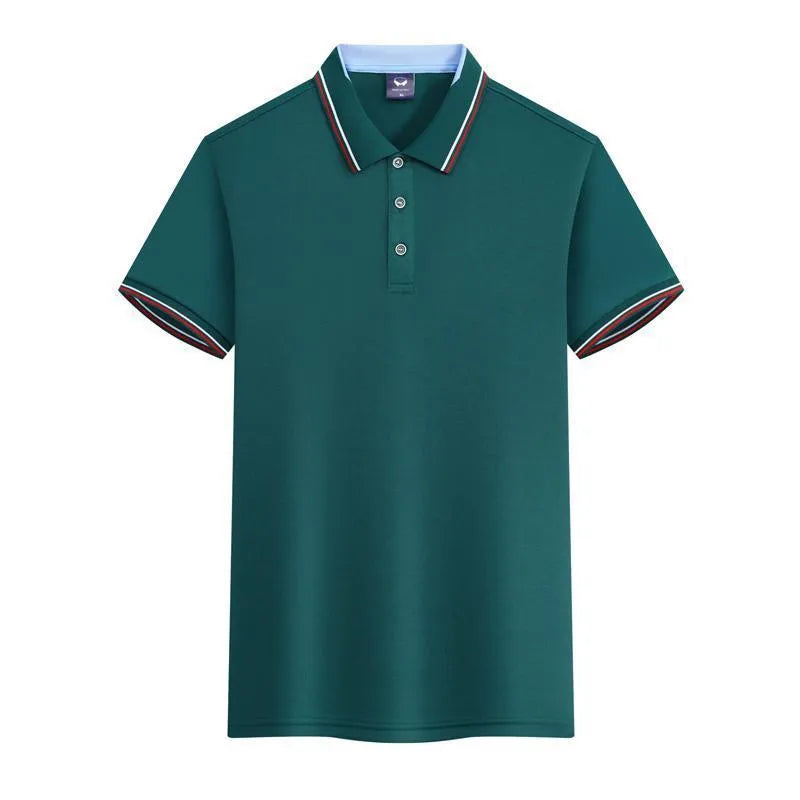 Ice silk quick-drying work polo shirt in slim fit with short sleeves, shown in blue gray colour option