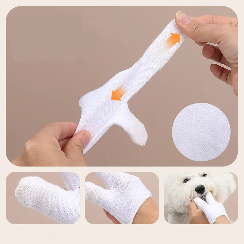 Silicone pet finger toothbrush cover for cleaning dog and cat teeth, with bumps for gentle brushing