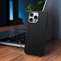 TPU phone case with leather pattern anti-slip texture in black for Apple iPhone 14 Pro