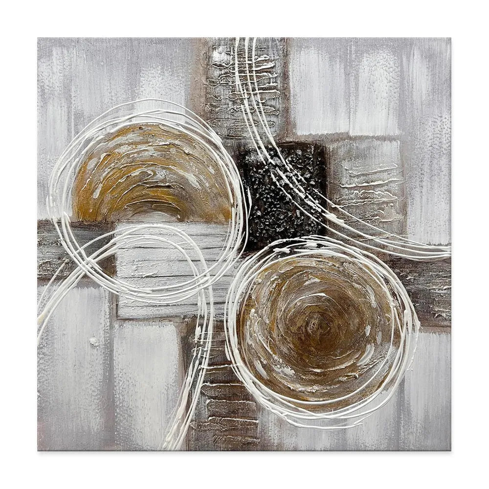 Modern abstract landscape oil painting handmade thick texture brown black square canvas for living room sofa back mural