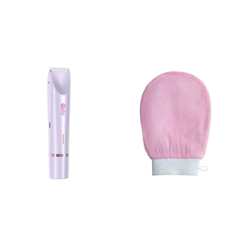 Pink women's electric hair remover with double head design for body grooming