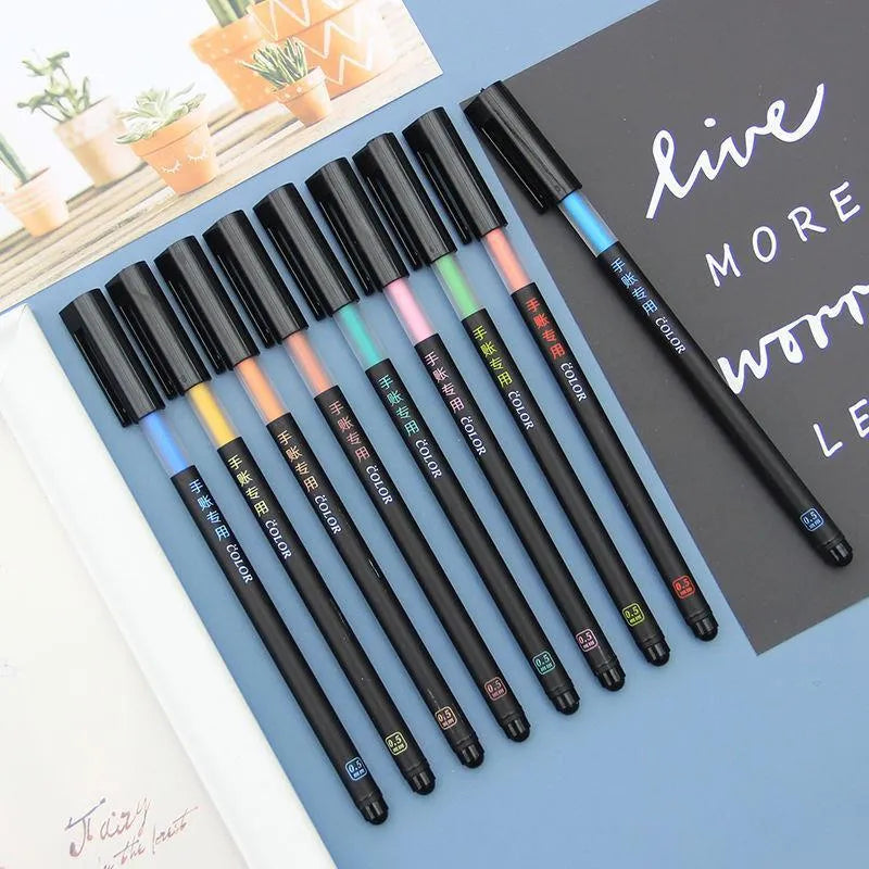Candy colour gel pen set with plastic shell pens and matching refills in assorted colours