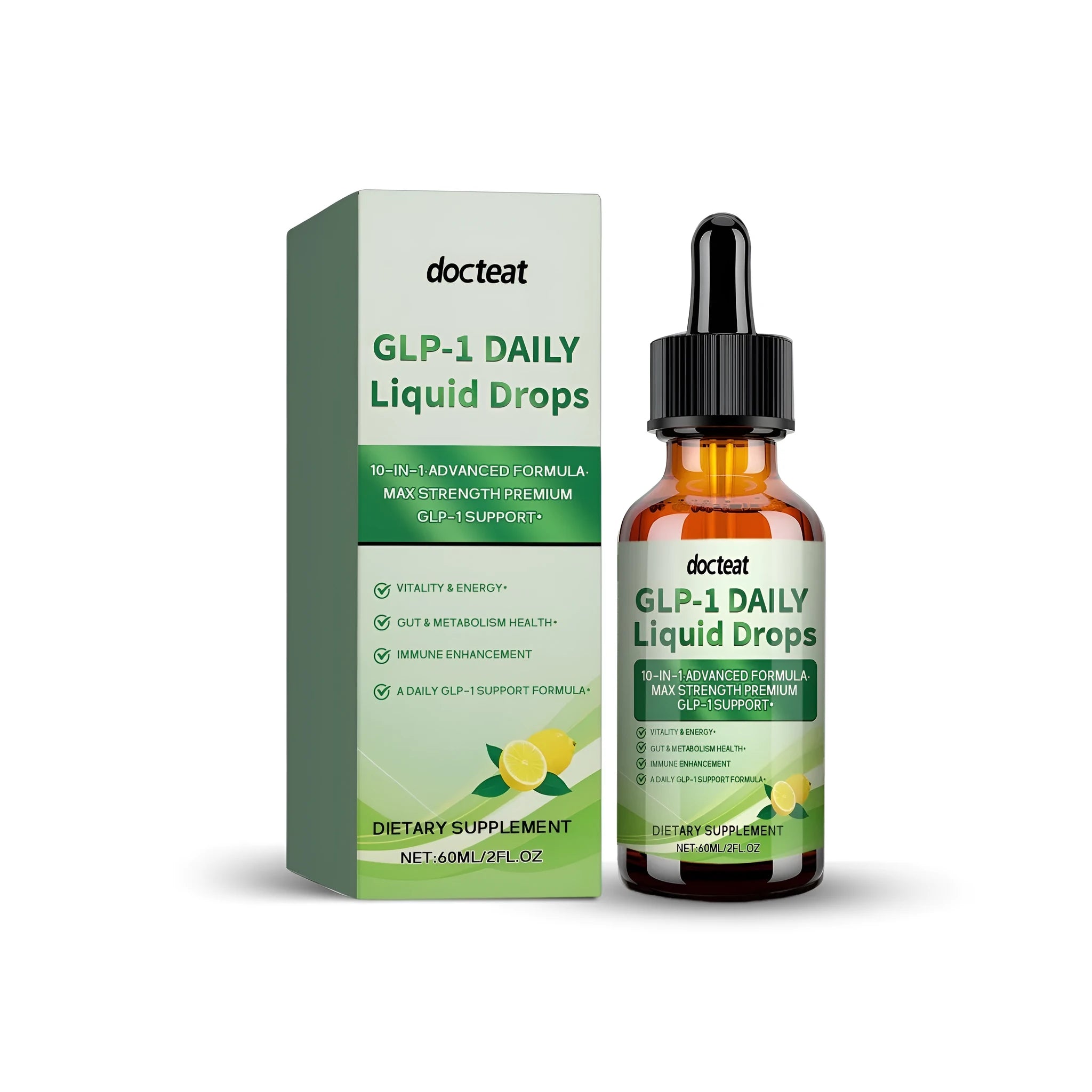 60ml bottle of GLP-1 Daily Liquid Drops dietary supplement with dropper cap