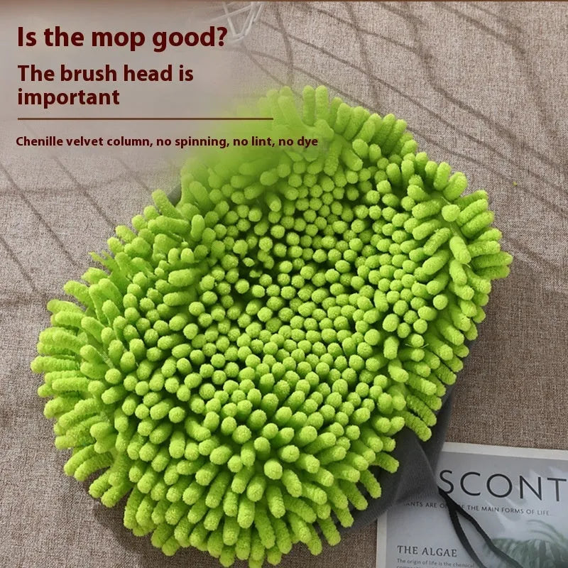 Three sections aluminum alloy expansion link car mop with green cotton head cloth for washing a car