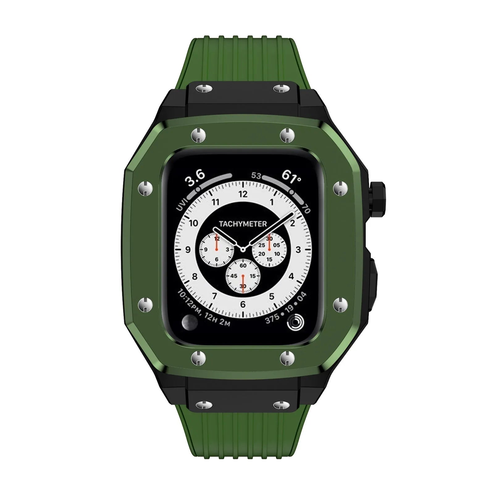 All-in-one smart watch case and strap in stainless steel and silicone for Apple Watch 44/45mm colours blue red army green yellow black