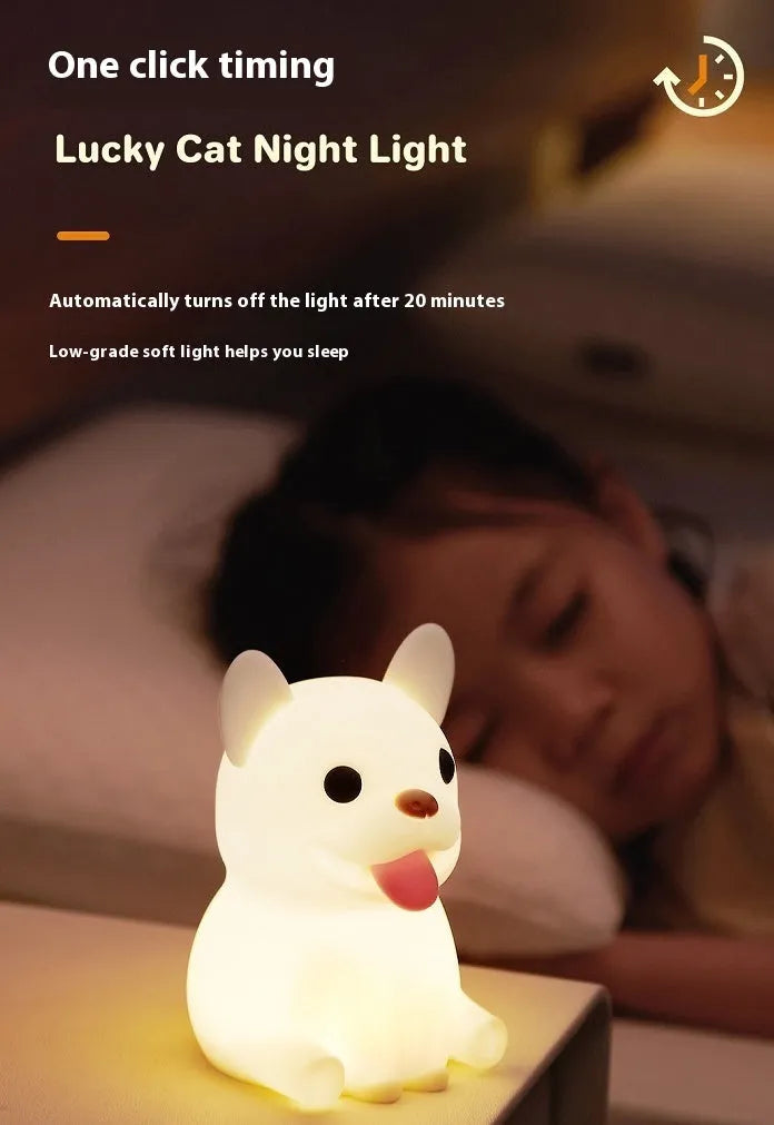 Silicone USB night light in a cartoon animal or zodiac design with dimming function.
