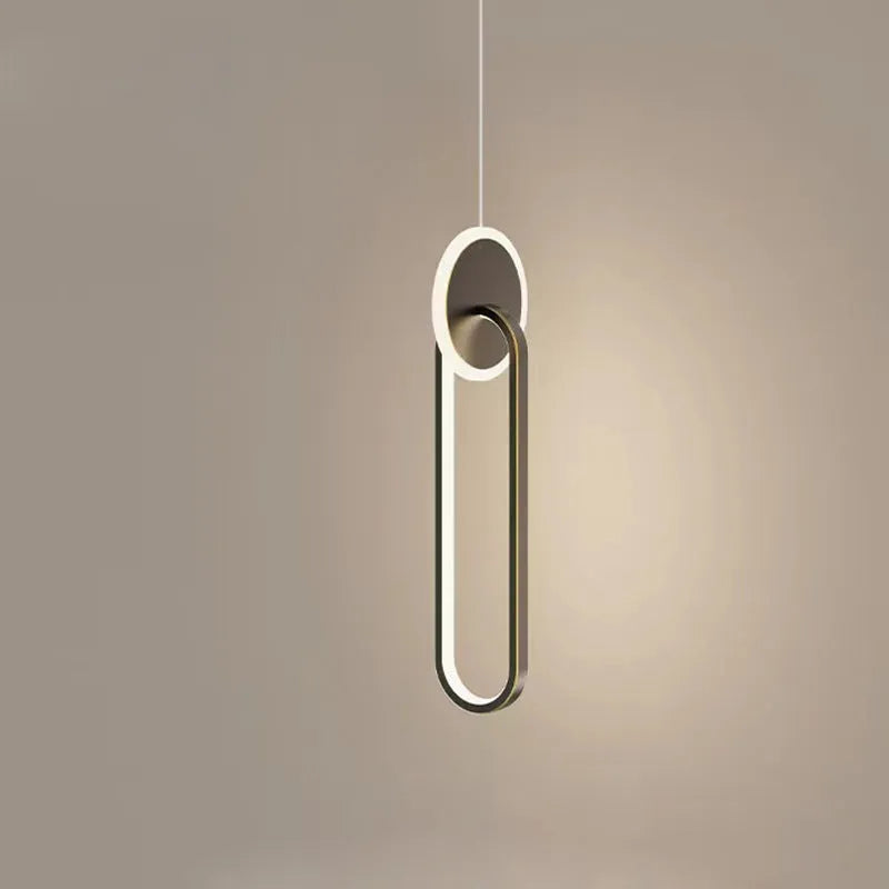 Modern black double-ring Nordic LED chandelier pendant light with adjustable cord