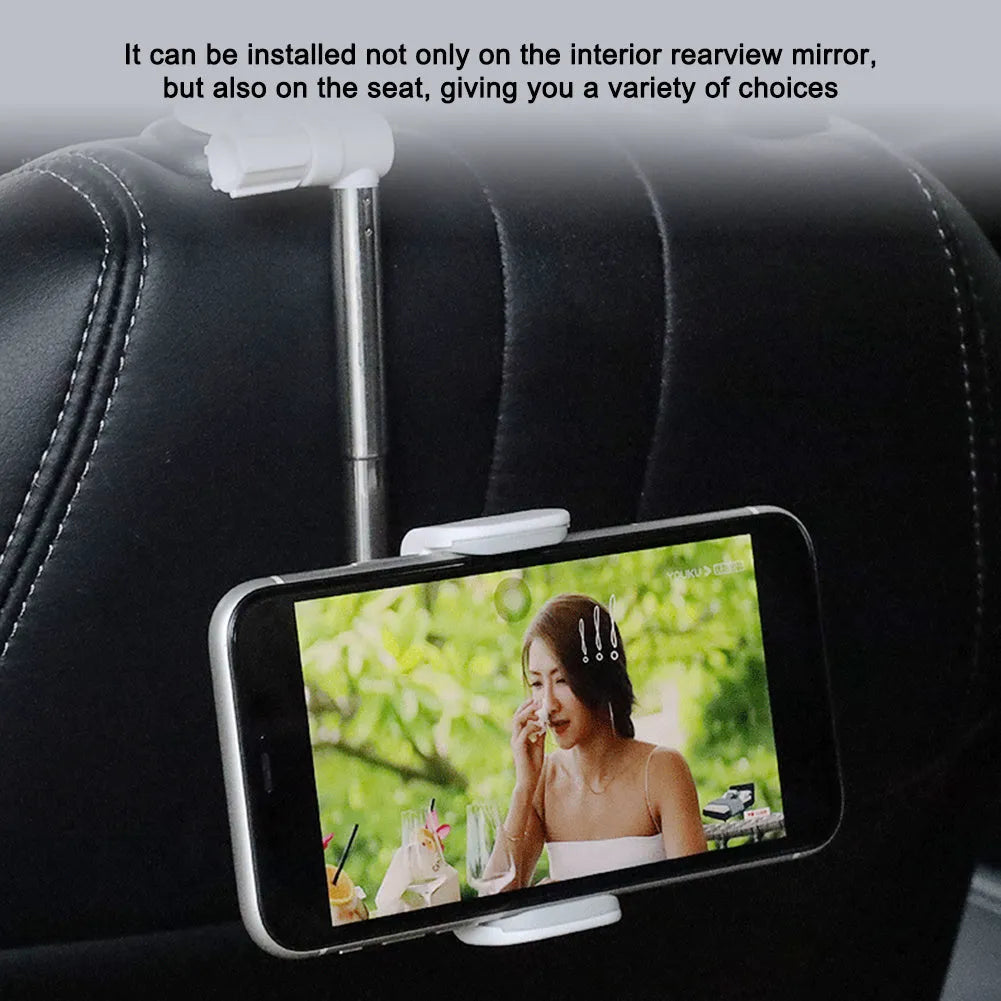 Black car mobile phone holder with adjustable rotation on dashboard