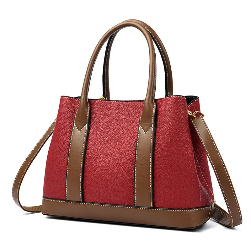 Women's contrast colour PU shoulder crossbody bag with zip coin pocket and phone compartment