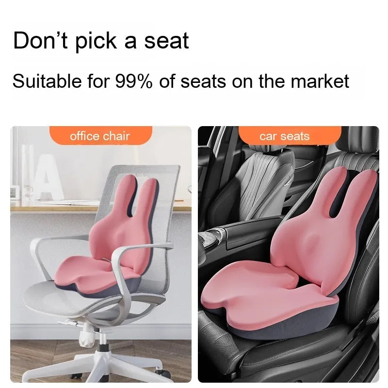 Flat style car seat cushion and lumbar support pad set in a choice of five colours.