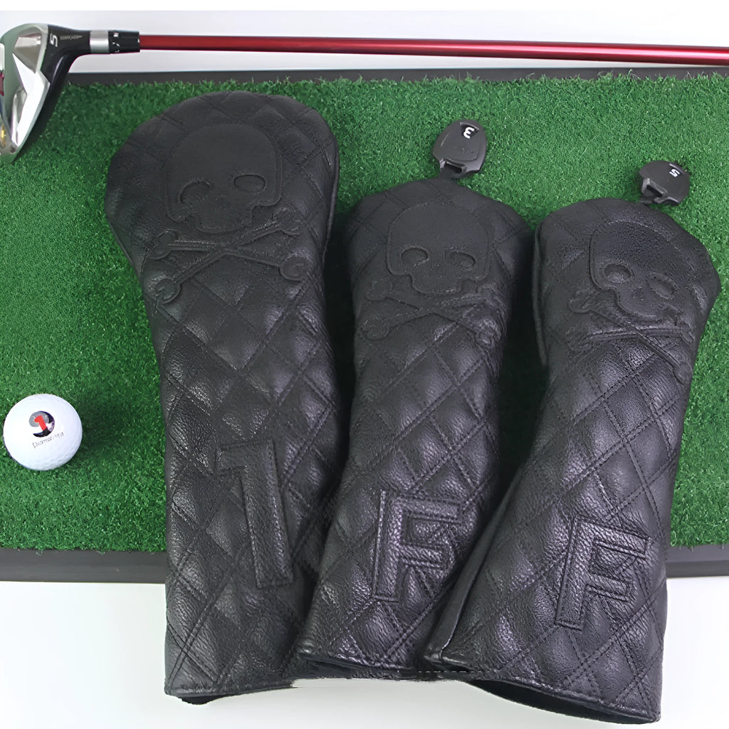 Black and white golf waterproof wooden pole protective cover made from PU material