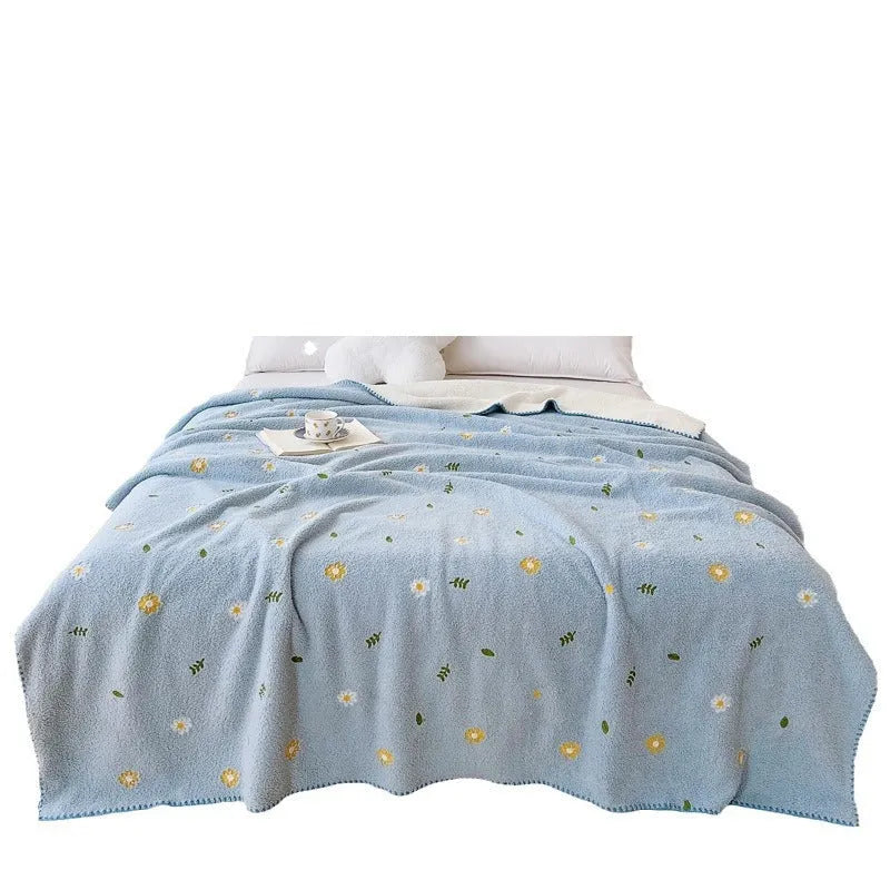 Cloud Velvet multifunctional office nap shawl blanket in Tulip beige with solid colour pattern
