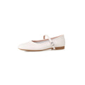 Retro Mary Jane flat shoes in sheepskin with round toe and flat rubber sole