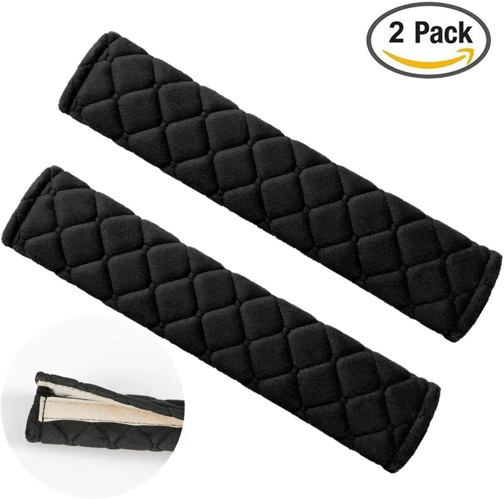 Black cotton car seat belt shoulder pad size 26.5x6cm for children and adults