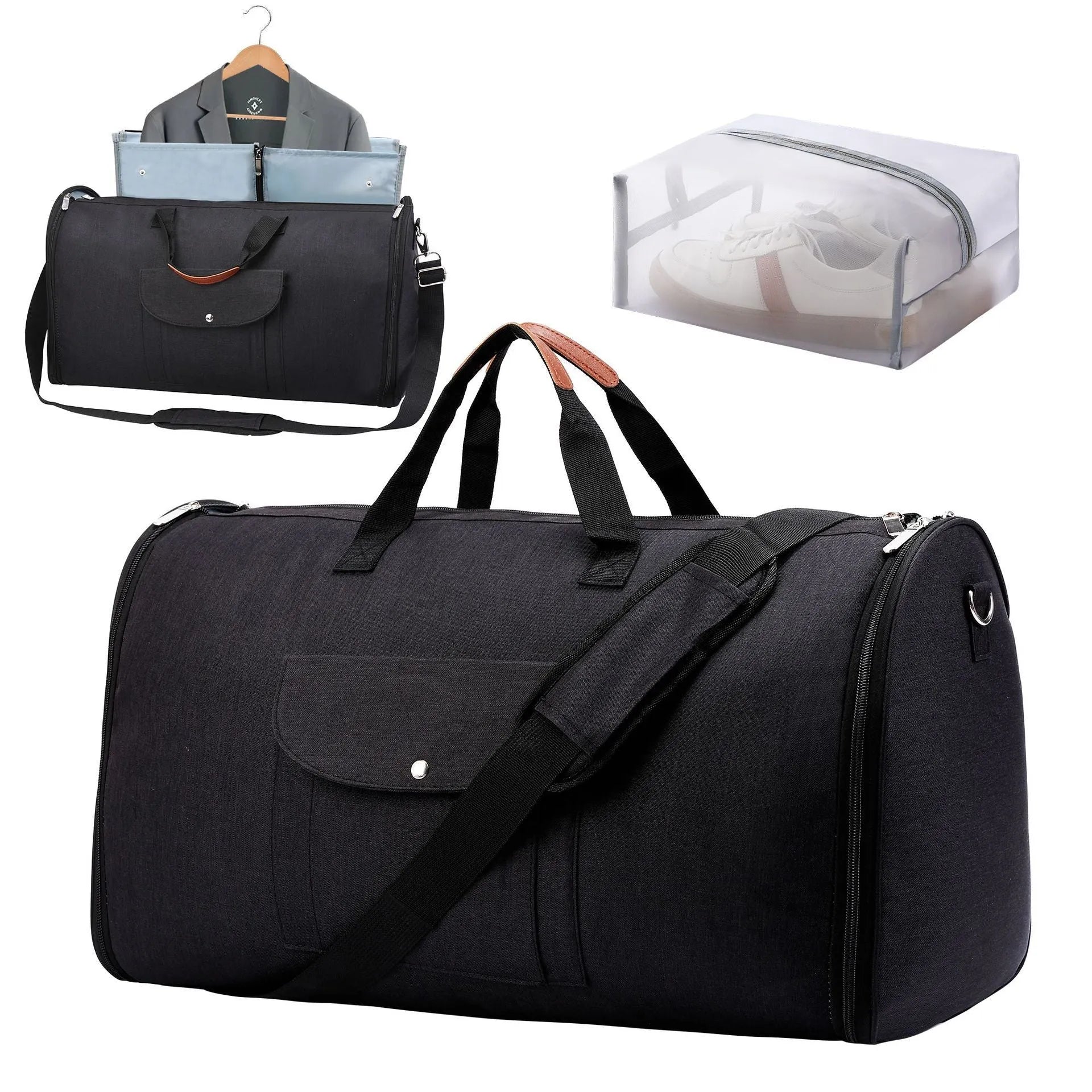 Dark blue Oxford cloth duffel bag with 36-55 litre capacity for travel and gym