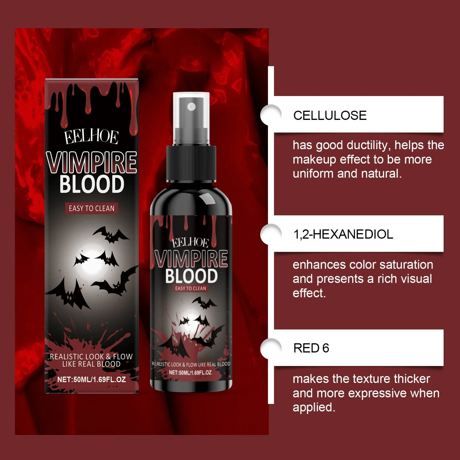 Halloween plasma spray 50ml red liquid decorative spray bottle