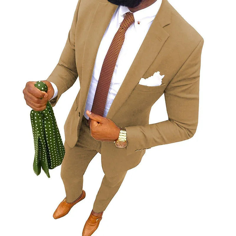 Men's cotton banquet suit in multiple colours with jacket and trousers formal wear