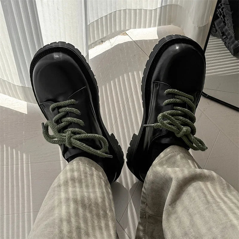 Big Head derby style platform shoes with rubber sole and microfiber upper, shown in casual style.