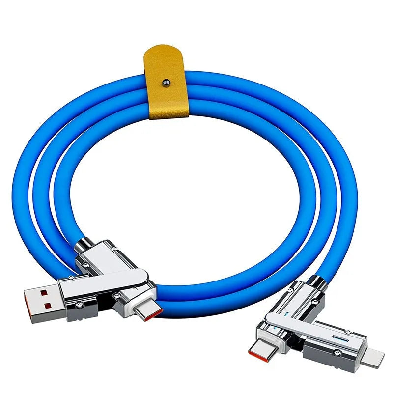 Fast charge mobile phone cable with zinc alloy connectors in orange, 1 metre length