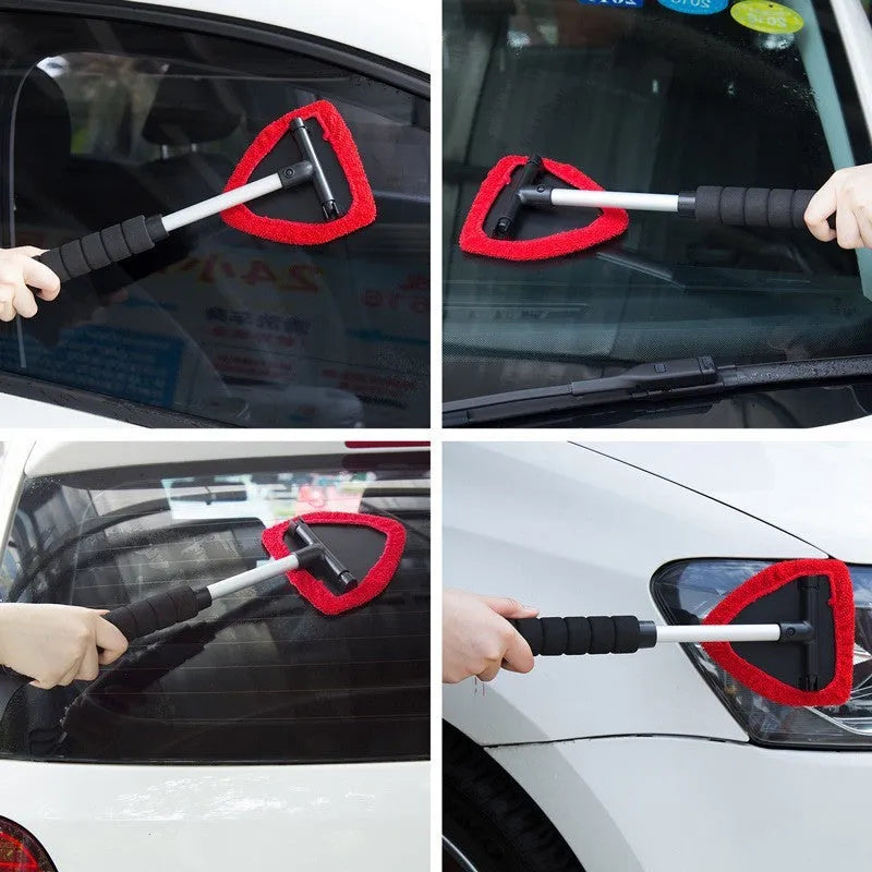 Car windshield cleaning brush with plastic bristles in green, red and blue colour options