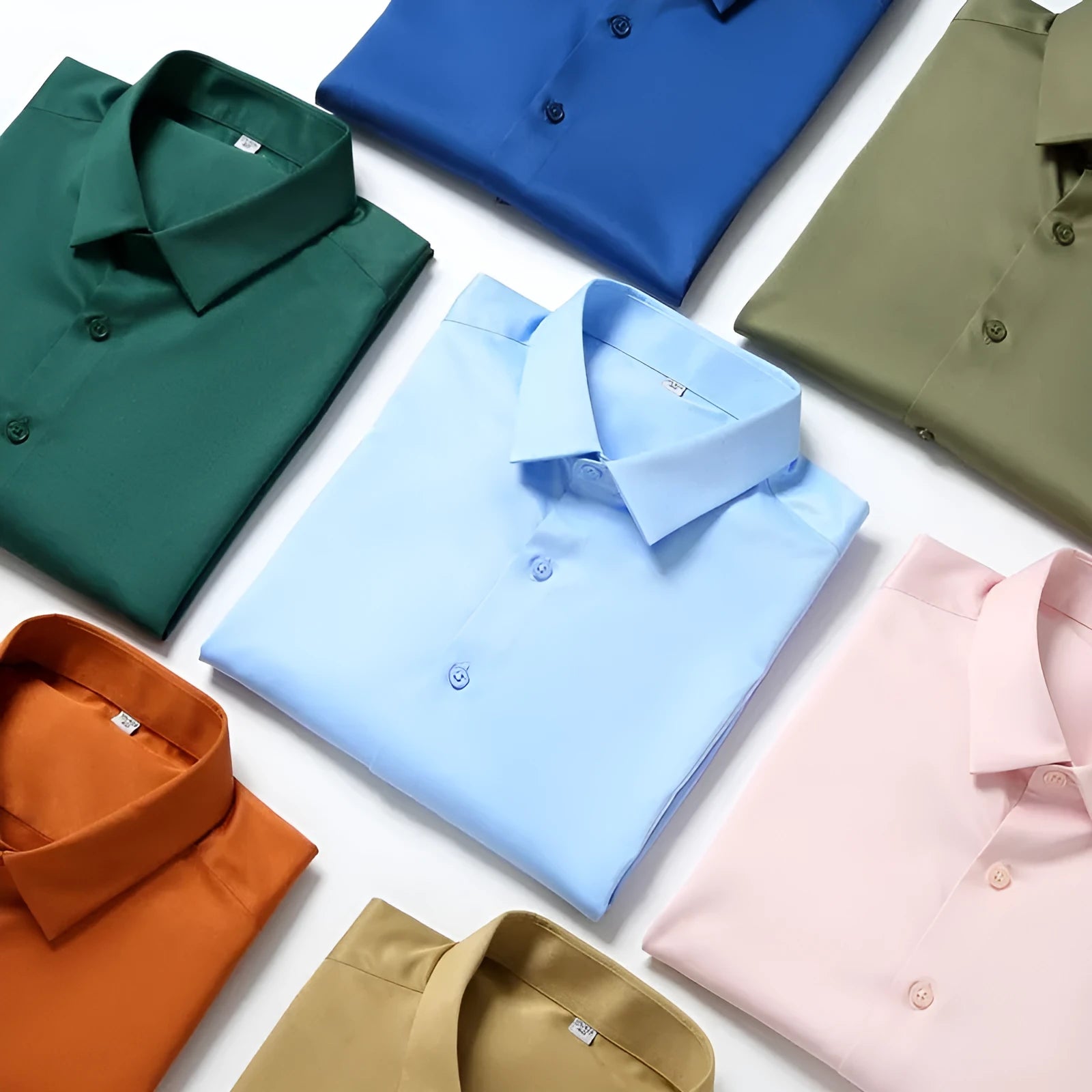 Men's elastic silk long-sleeved non-ironing shirt in loose fit with solid colour