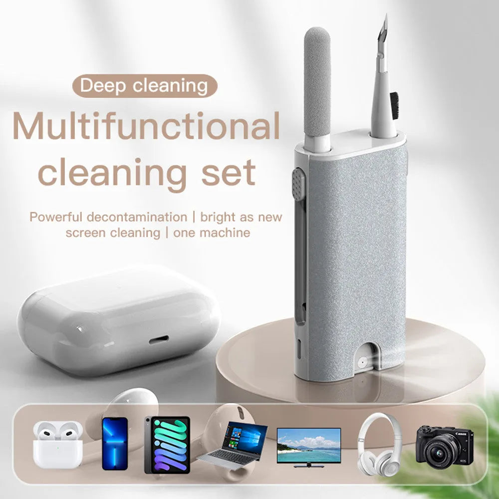 5-in-1 electronics cleaning pen with flocking sponge, brush and metal tip for phones and earphones