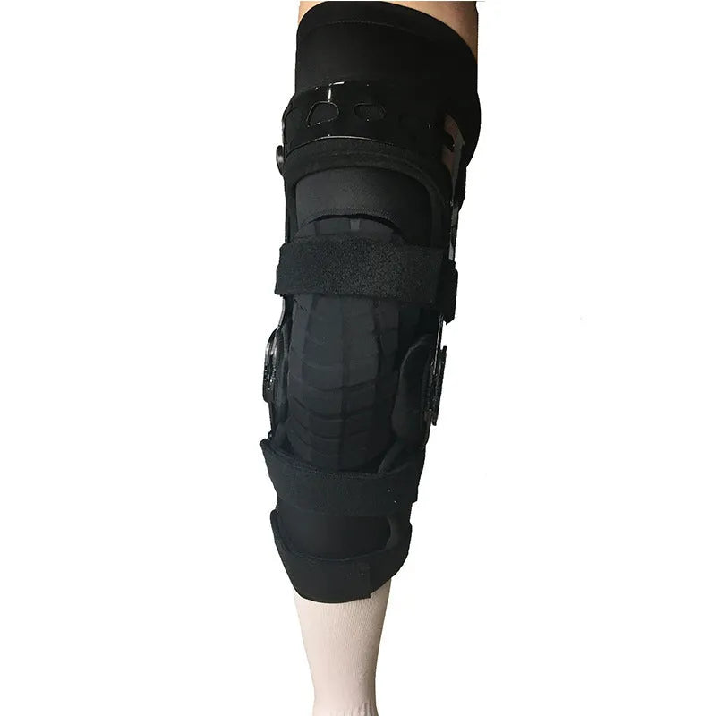 Black anterior ligament knee pad supporter showing anatomical design and adjustable straps