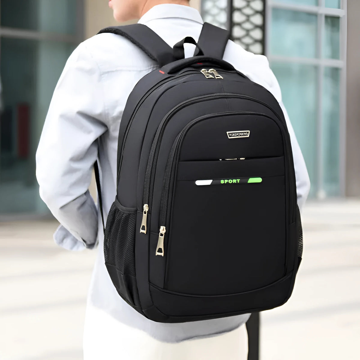 Men's large capacity Oxford cloth backpack, 33 x 47 x 17cm, red green blue, business travel rucksack