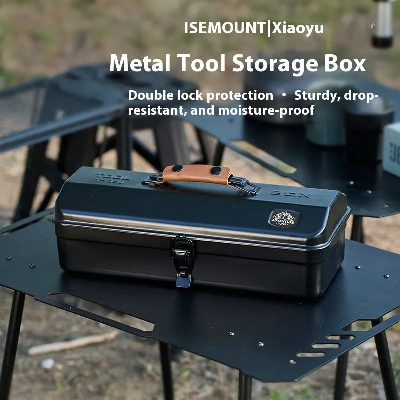 Outdoor camping toolbox with stickers, measuring 36x15x11cm, available in multiple colours with lining options
