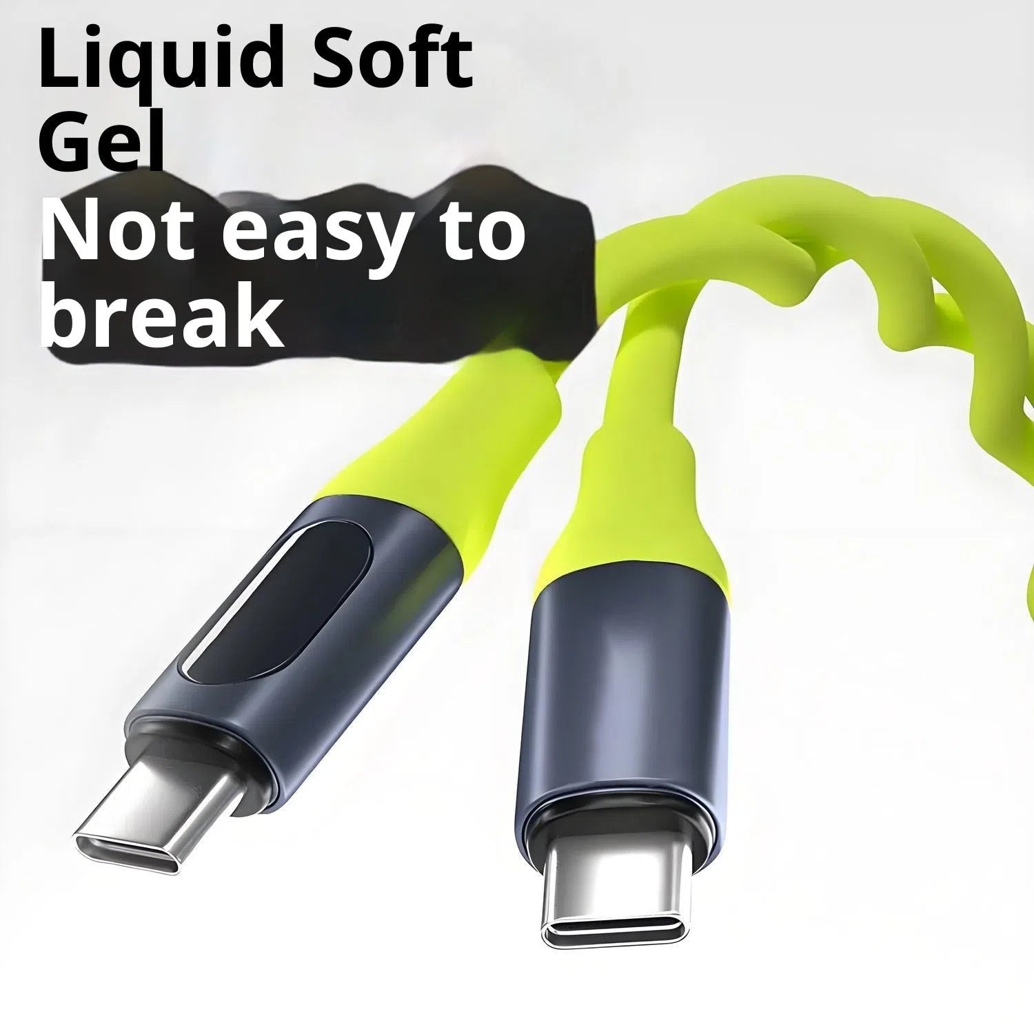 Green silicone fast charging data cable with digital display and Type-C connector