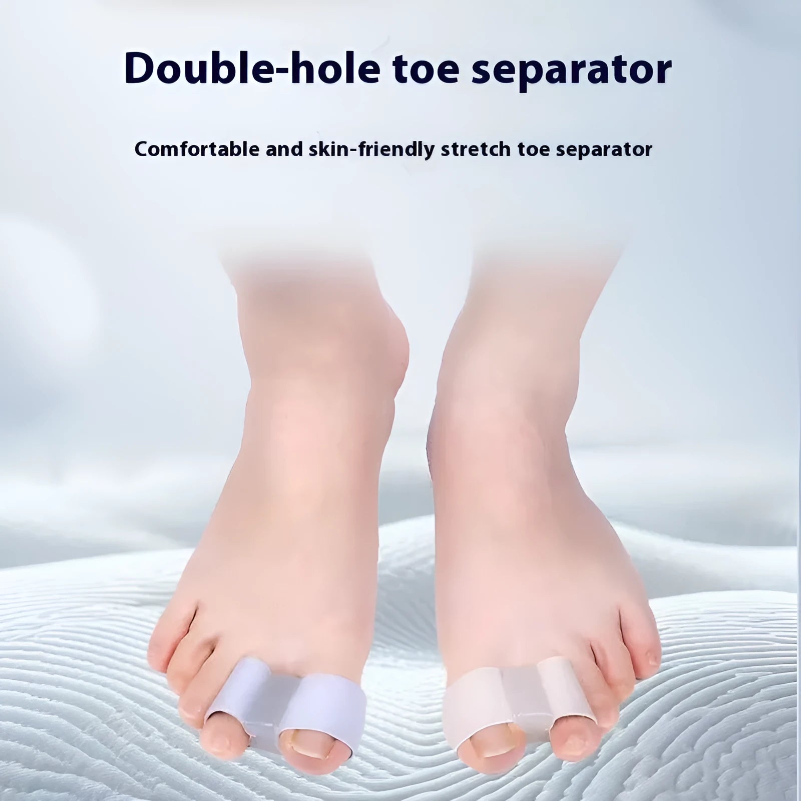 Double-hole toe orthosis in black, skin colour, pink, and light gray TPU for overlapping toe correction