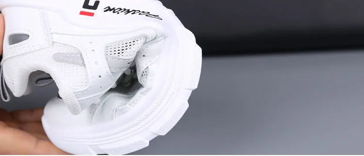 Women's dad shoes summer breathable mesh thin board shoes in white with super high heel over 8cm and rubber sole