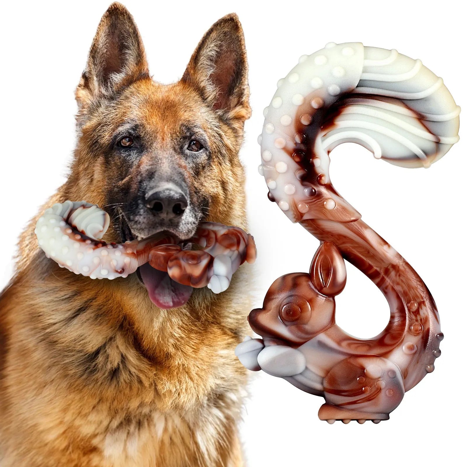 Nylon dog chewing toy in antlers beef flavour on a light background