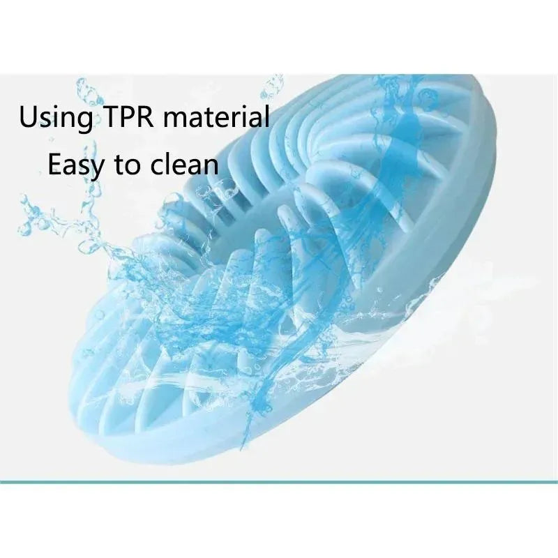 Soft round TPR leakage food pet toy for puppies, available in blue, green, and pink